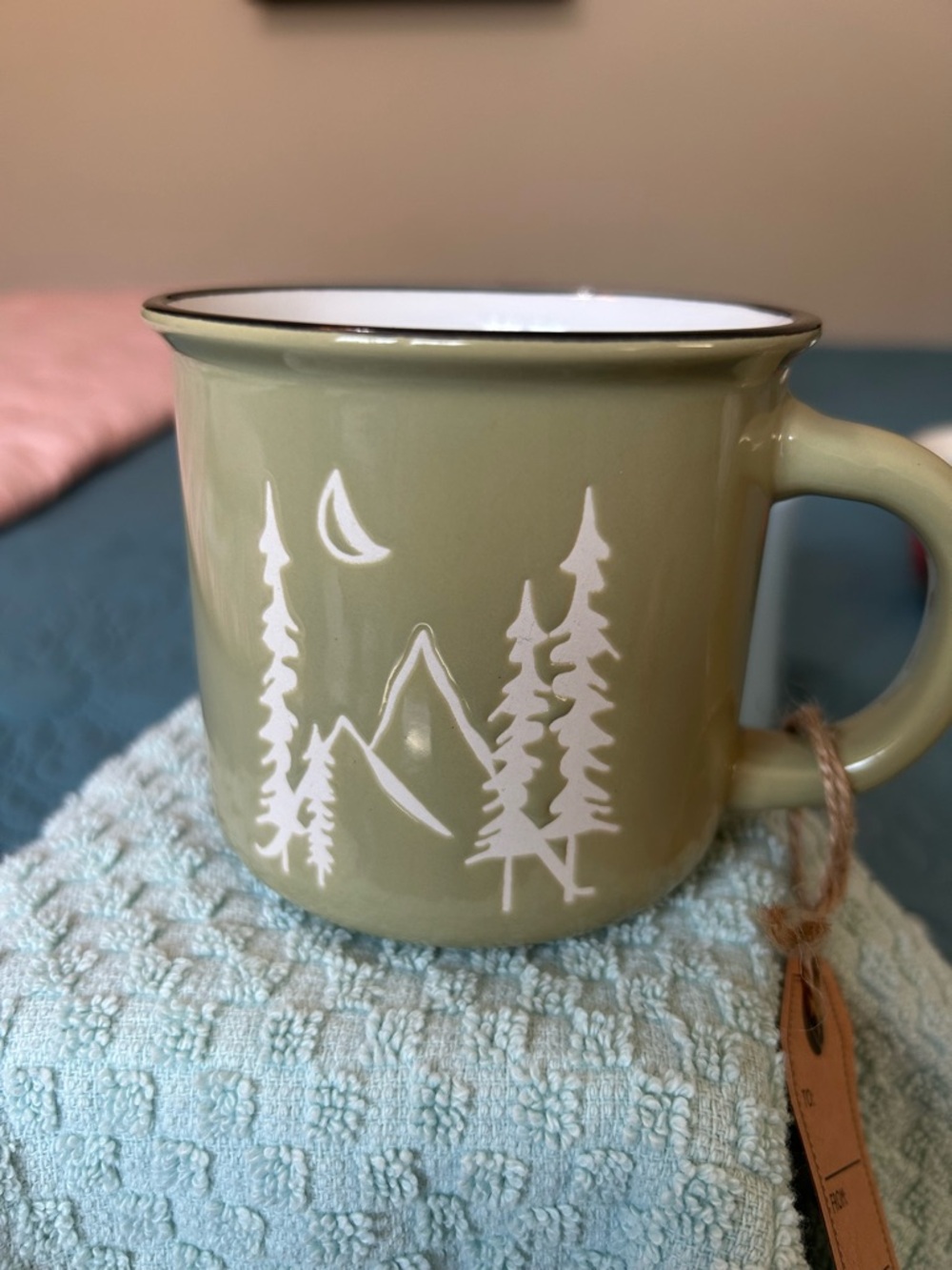 Olive Green Woodland Ceramic Mug -  Tree Design -Living Goods